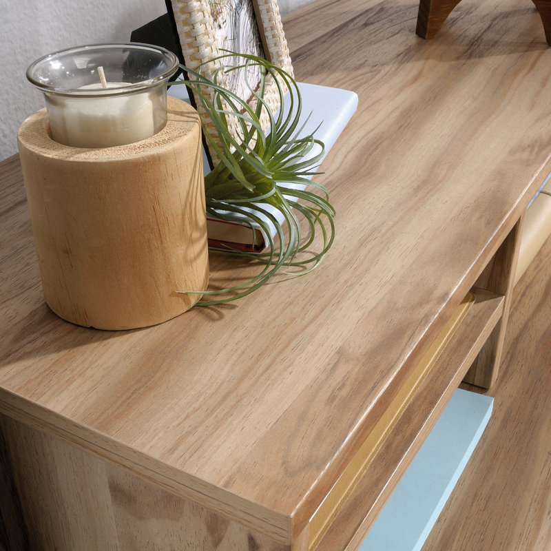 Rangement en bois d'ingénierie brun pour bureau avec ambiance côtière, attaché à une bibliothèque à 2 tablettes ou à un classeur latéral, pour y ranger des notes autocollantes et autres morceaux