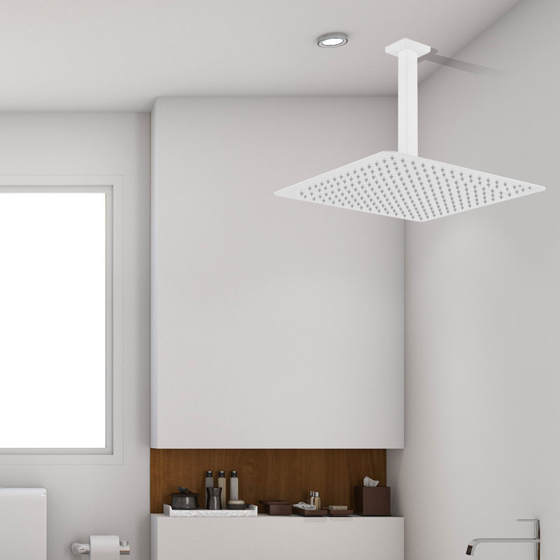 Rain Fixed Shower Head 2.5 GPM GPM, White