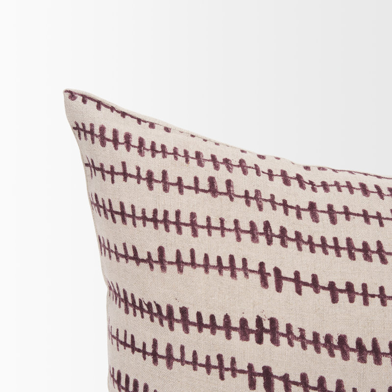 No Decorative Addition Fabric Reversible Pillow Cover, Beige/Merlot