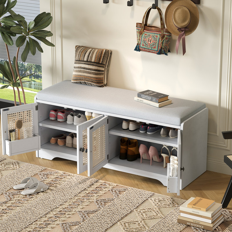 Banc de rangement Rustic, Blanc