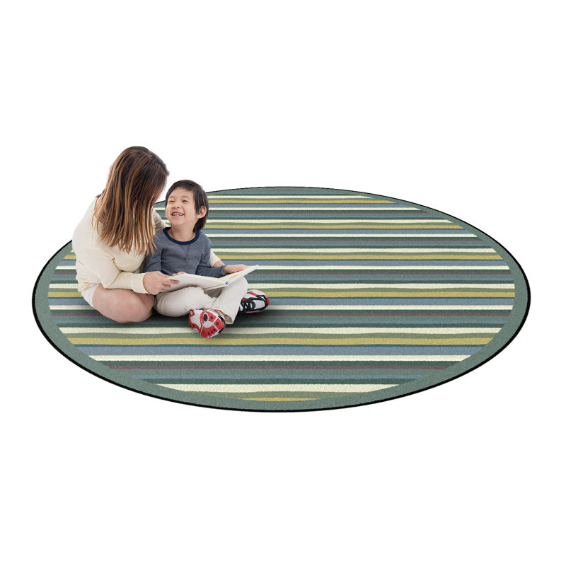 Tapis à rayures Just for Kids Yipes, Rond 5 pi 4 po