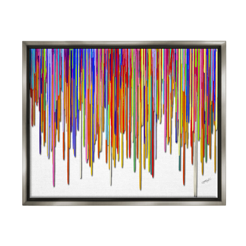 Stupell Industries Abstract Rainbow Lines Dripping Framed Giclee Art Design By Lena Owens, H 17 po x l 21 po x P 1,7 po