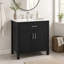 Meuble-lavabo autoportant de 76 cm de large avec porte, tiroir intérieur et dessus en céramique-1122163087