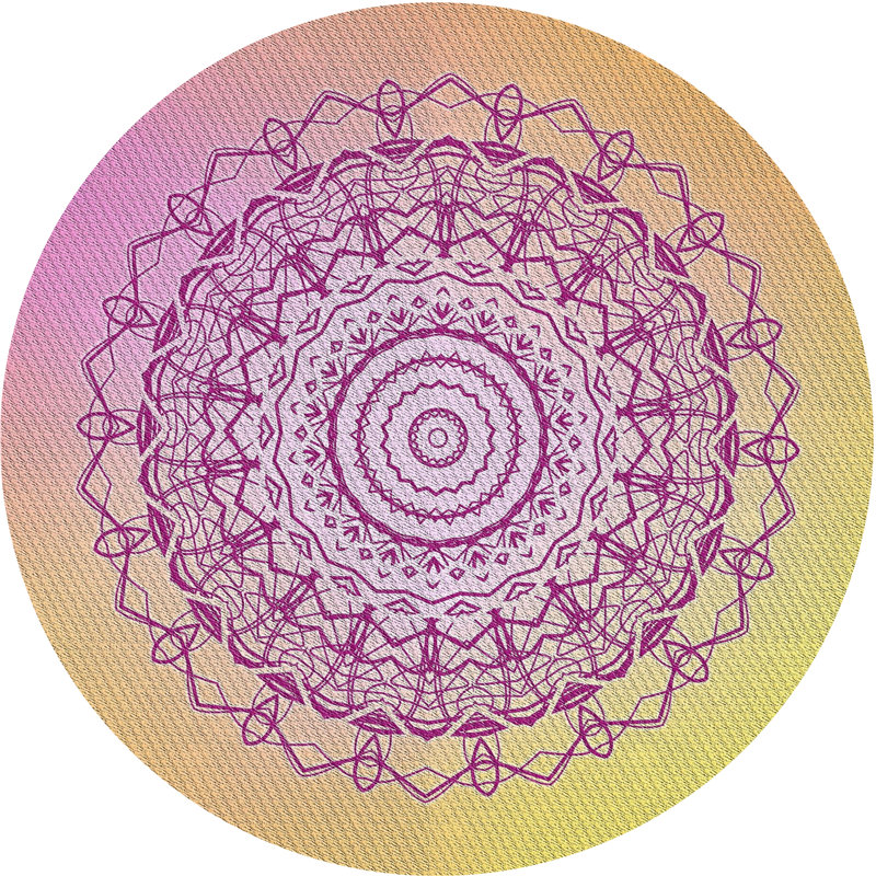 Tapis rose/jaune tissé à la machine, Rond 3 pi