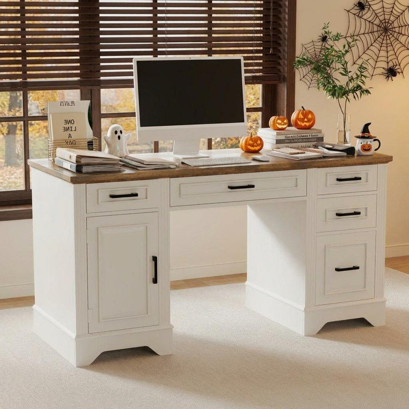 Executive Desk, White