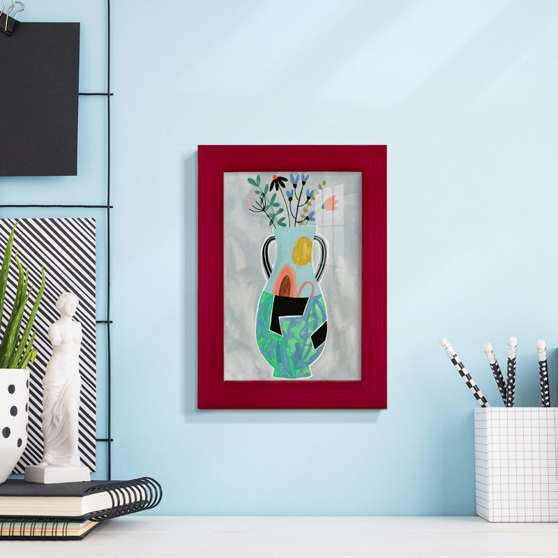«Geesey Collage Vase I», encadré sur papier, Rouge, H 6 po x l 4 po x P 1 po