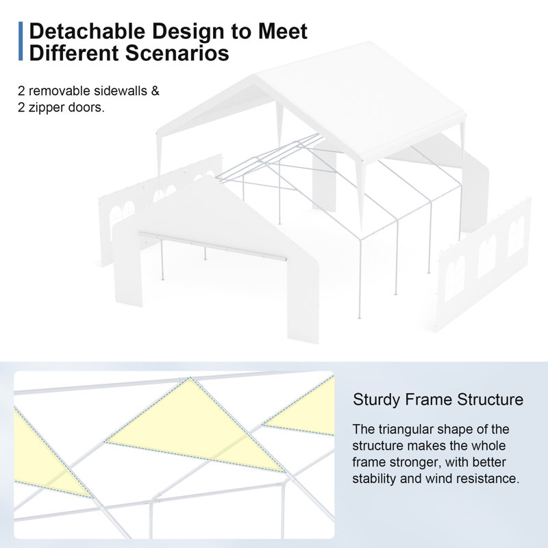 Carports Party Tent Canopy, 20 ft x 20 ft