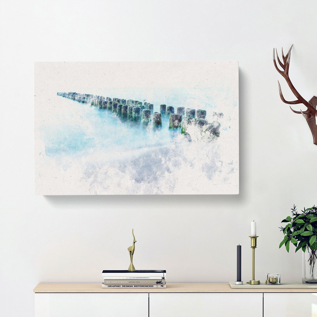 Breakwater Within An Endless Sea - Wrapped Canvas