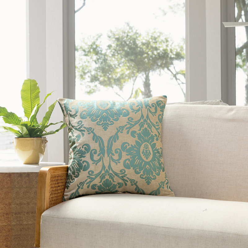 Ensemble de 2 coussins Florence, Motif floral bleu, H 24 po x l 24 po, Polyester
