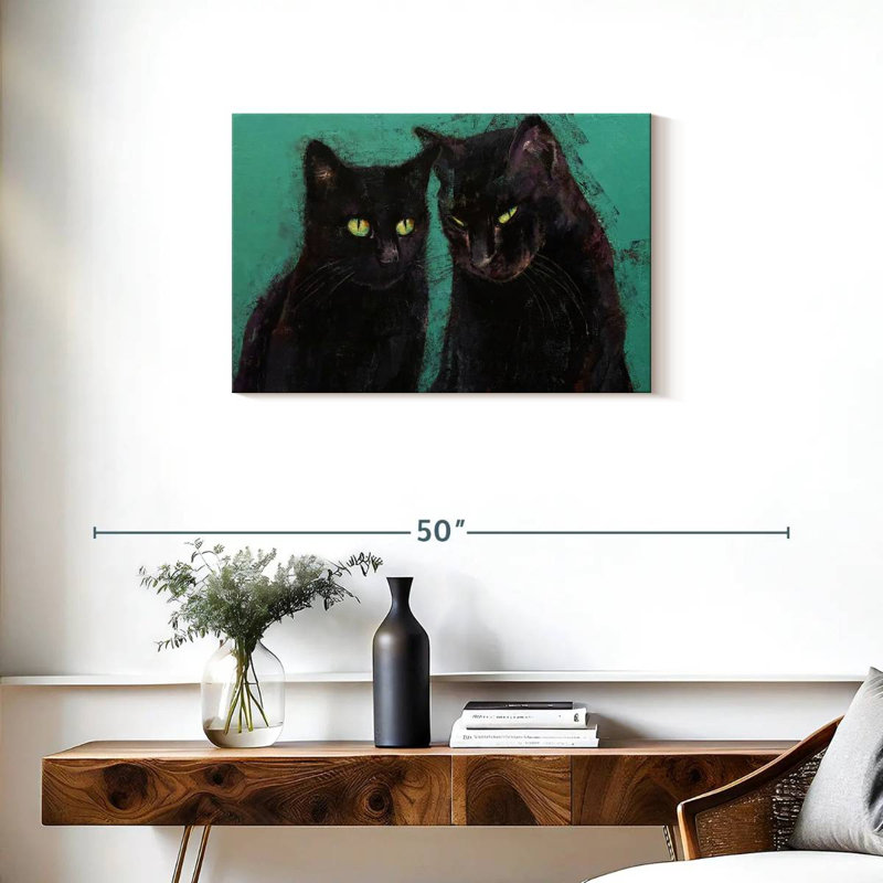 Deux chats noirs Brampt, H 20 po x l 30 po