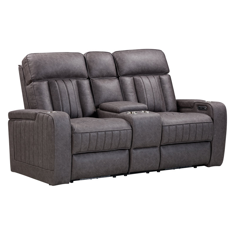 Power Reclining Console Loveseat, Mercury Polyester
