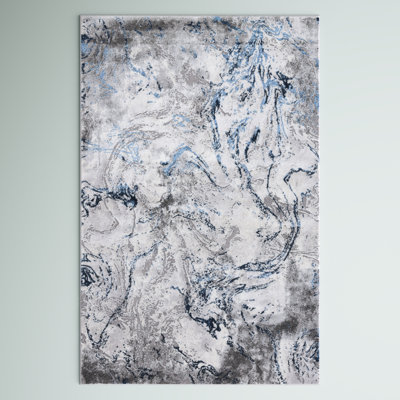 Prevatte Abstract Grey/Blue Area Rug