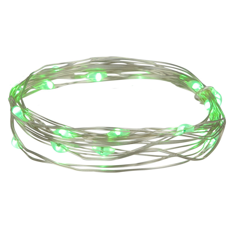 20 Battery Operated LED Micro Fairy Lights, Green