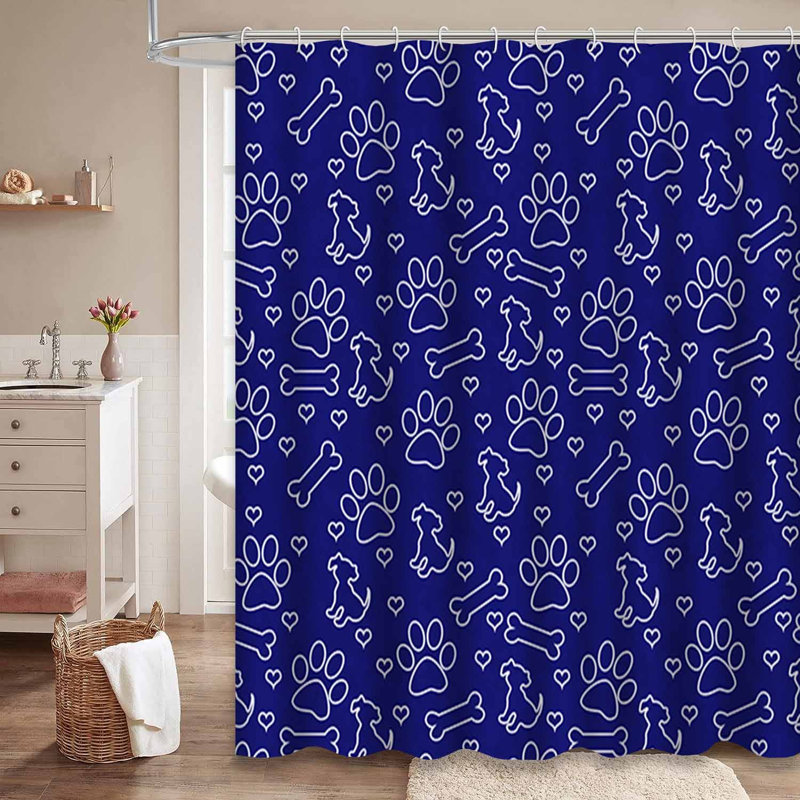 Rideau de douche bleu imperméable, rideaux de douche pour la salle de bain avec 12 crochets, 72" L x 72" W