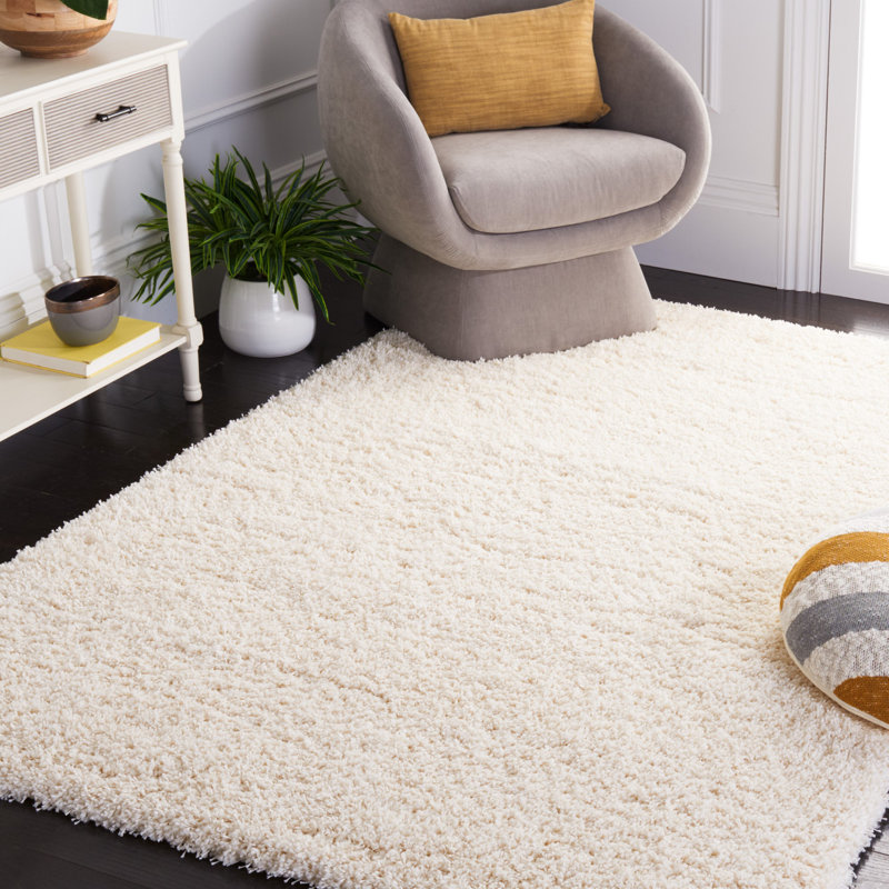 Tapis performance à poil long de couleur unie Vandoren, Ivory, Rectangle 4pi x 6 pi