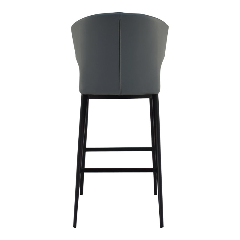 Delaney Upholstered Stool with Metal Frame, Counter Stool (26" Seat Height), Dark Gray
