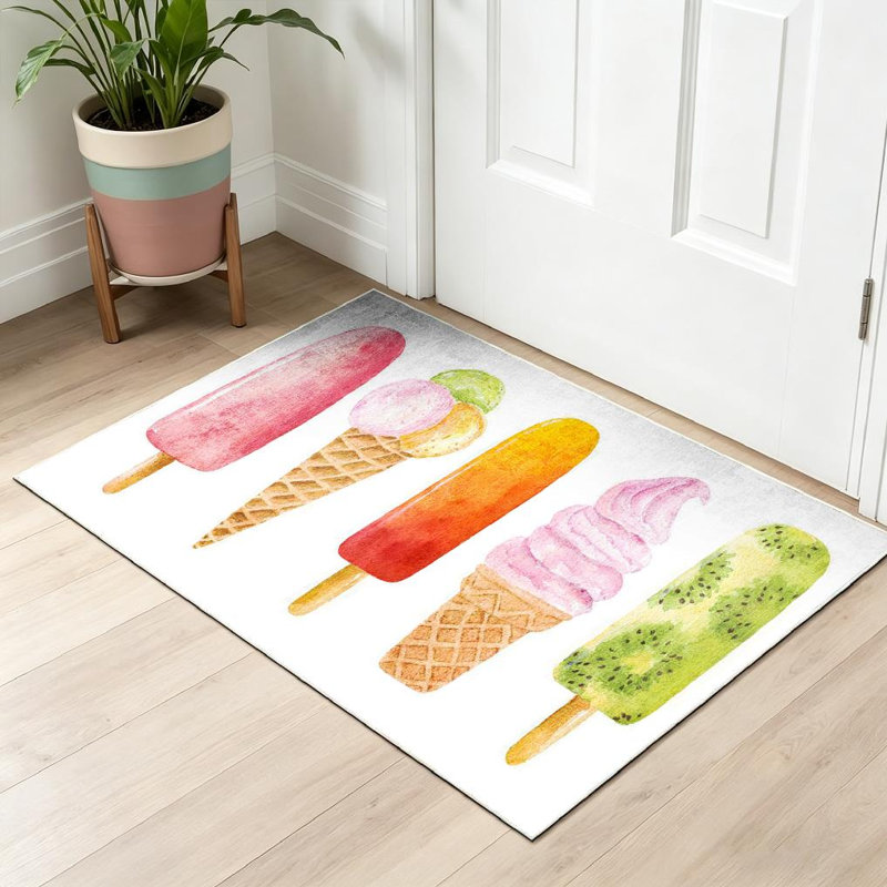 Tapis crème glacé transparent lavable à la machine à l'aquarelle, Rectangle 32 po x 47 po