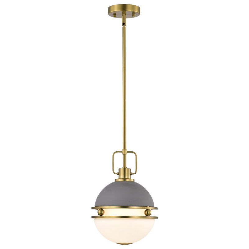 Luminaire suspendu sphère 1 lumière Wheelersburg, Gris mat