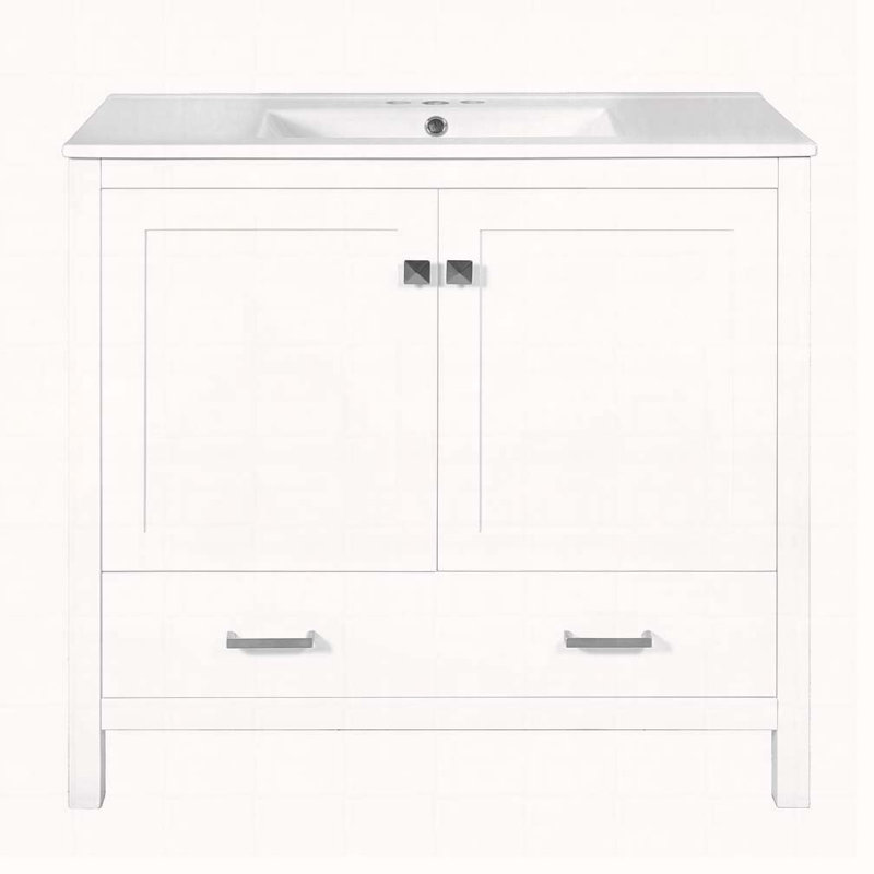 Meuble-lavabo 36 po avec lavabo en céramique, Blanc