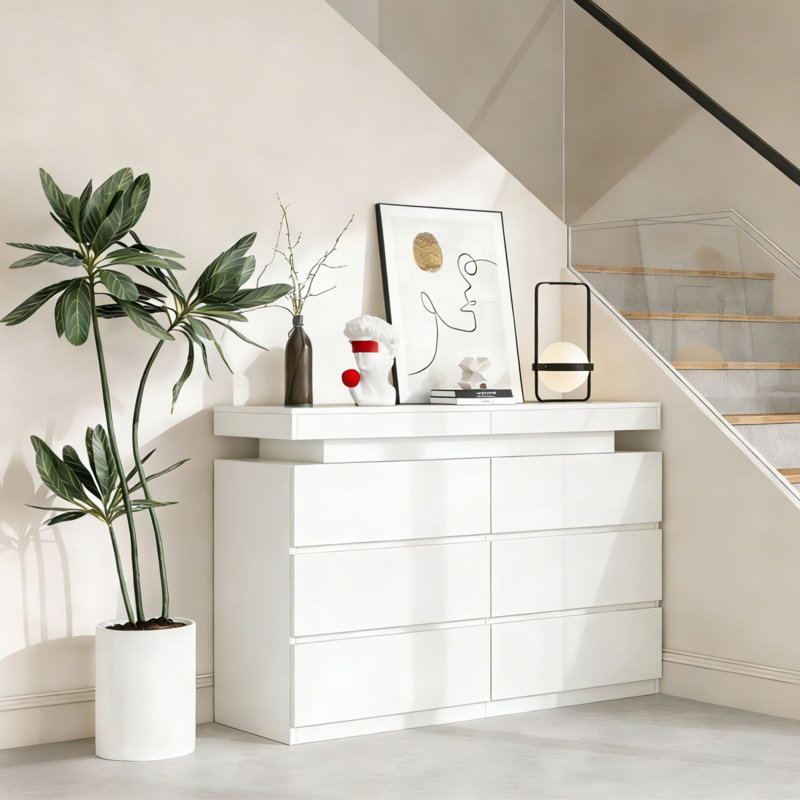 Modern LED Dresser With Motion Sensor Lights | Smart Storage & Safe Design, White
