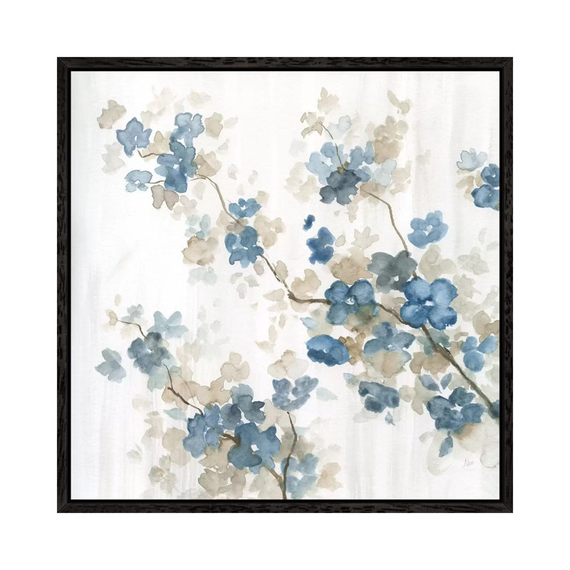 Dogwood In Blue II by Nan - Painting on Canvas, Black Framed, 66.04 cm H x 66.04 cm W