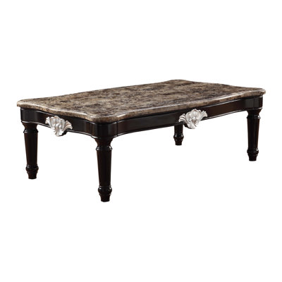Coffee Table, Natural Marble Top & Black