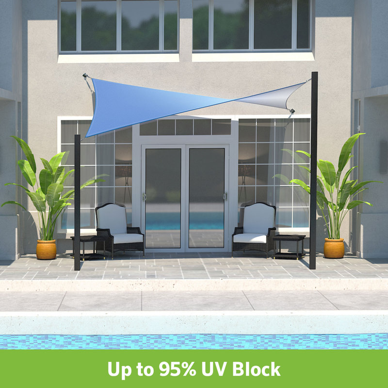 Santorini Blue and White DualShade Outdoor Sun Sail with Hardware Kit, 12' x 8'