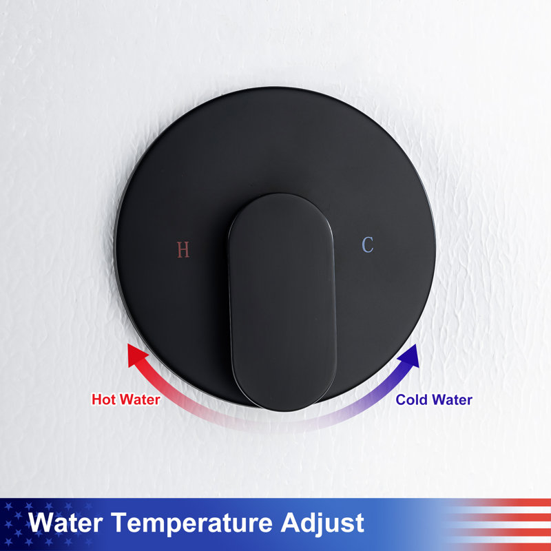 Système de douche complet avec valve brute, Noir mat