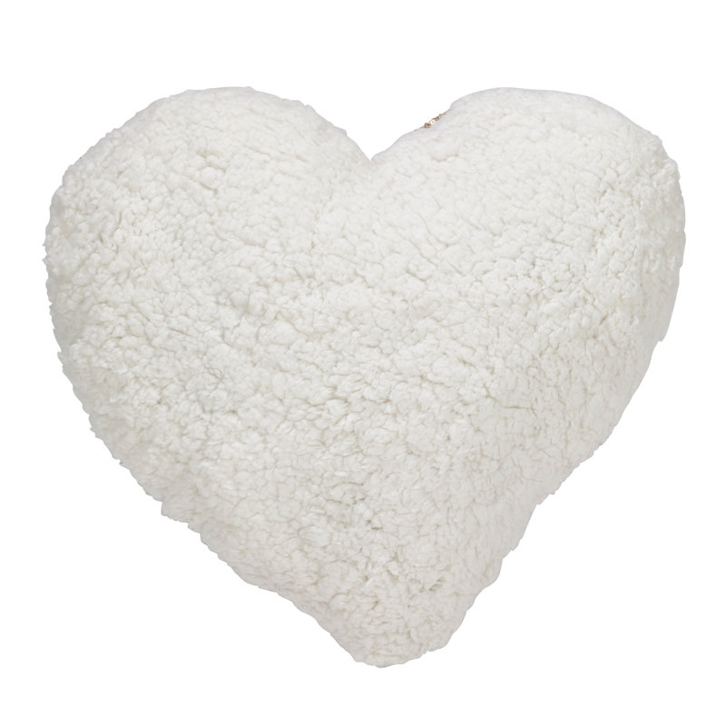 Champagne Heart Sequin Pillow with Sherpa Trim