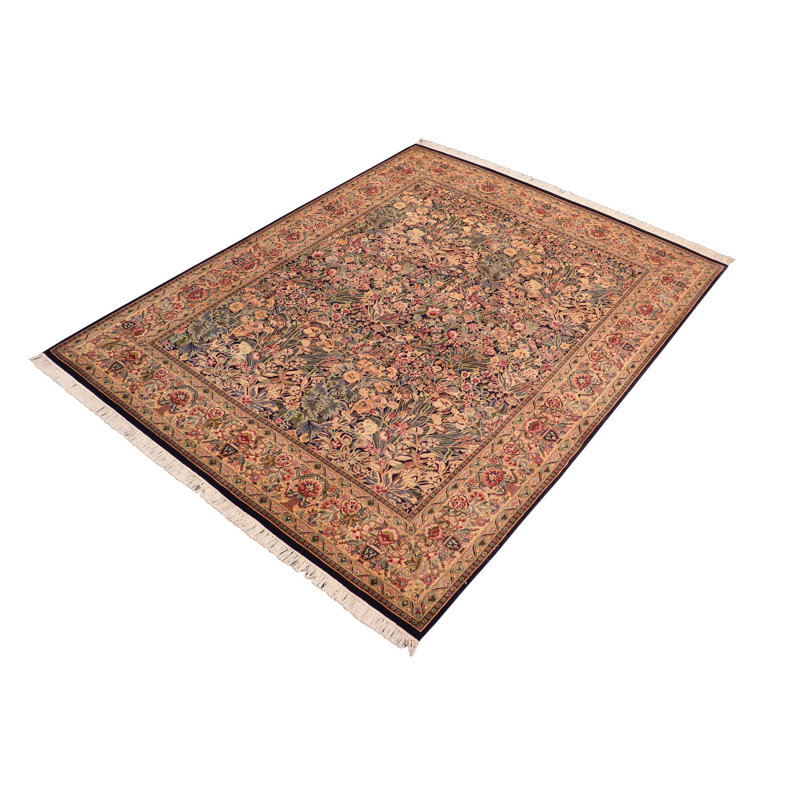 Tapis oriental en laine noué à la main beige / vert / bleu 8 pi 1 po x 10 pi 2 po Padriac
