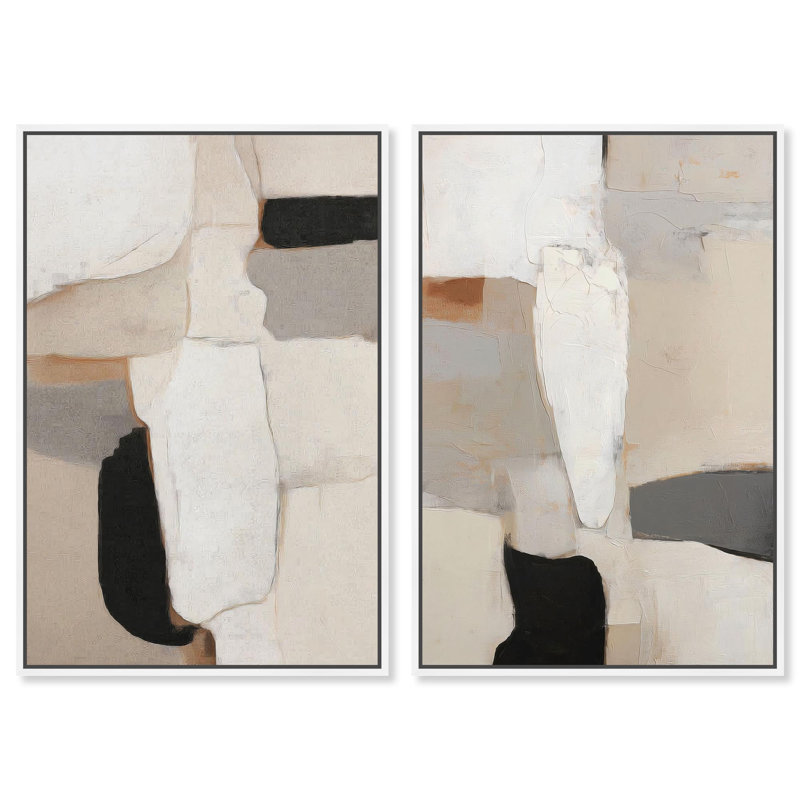 Ancient Echoes Canvas Print Neutral Boho Art Set by Art Remedy, Black Frame, 10 x 15, H 25 po x l 17 po, White Frame