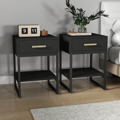 40cm W Metal Bedside Table