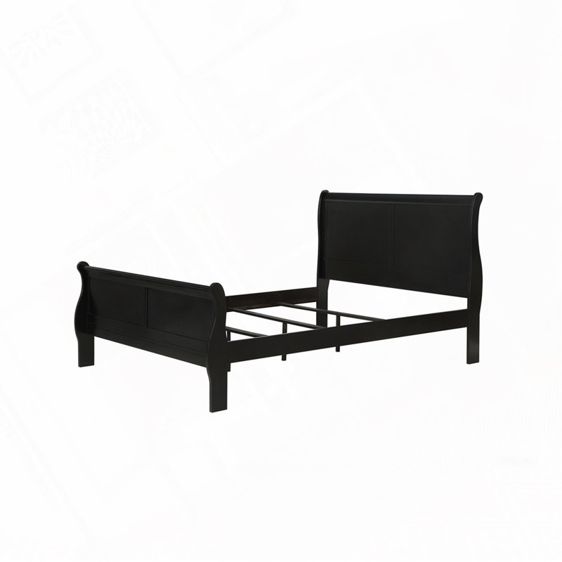 Panneau à lit-bateau en bois massif, Noir, Double