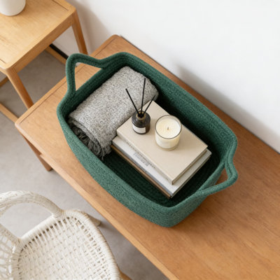 Panier de rangement tissé avec poignées, panier-cadeau en coton naturel pour les fêtes de naissance, organisation de chambre de bébé, jouets pour animaux de compagnie et décoration intérieure