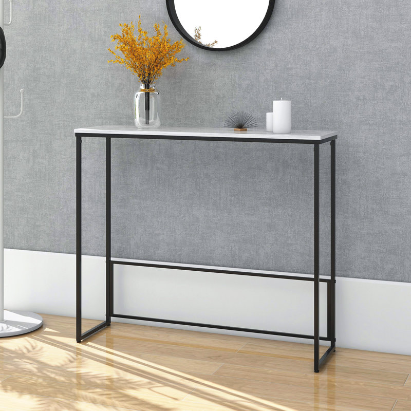 White Quartz Rectangular Console Table
