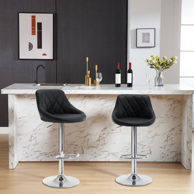 Swivel Upholstered Adjustable Height Counter Stool