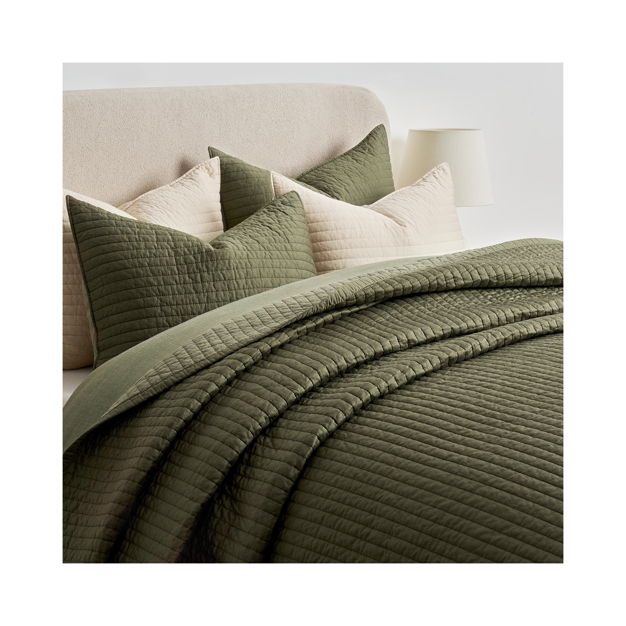 Oversized Cotton Sateen Channel Stitch Quilt Set - 3 Pieces King/Queen Bedding Comforter Set with Pillow Shams, All Season Lightweight Bedspread