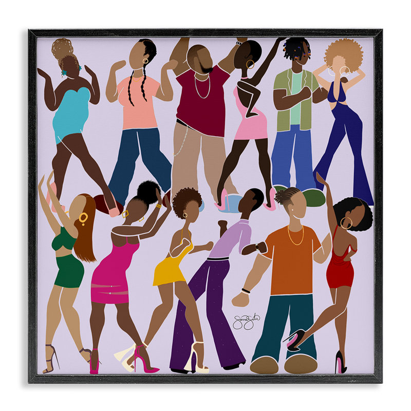 Giclée encadrée de Peace Peace & Dancing, conception de Sierra Siler, H 12 po x l 12 po, Giclée encadrée noir minuit