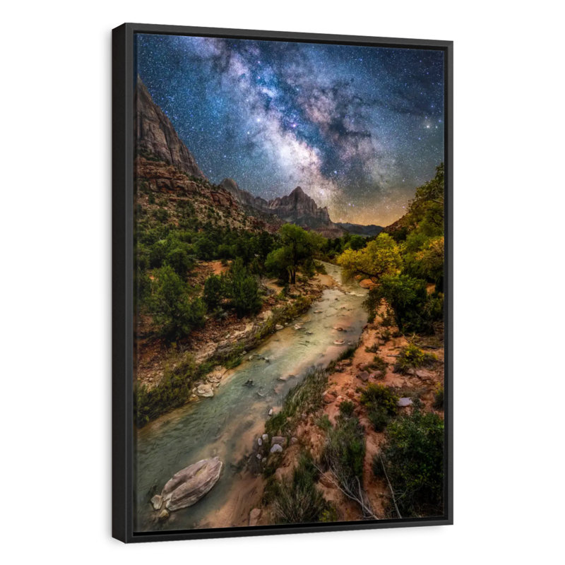 Milky Way Over Virgin River, Floating Frame Black, 29" X 43"