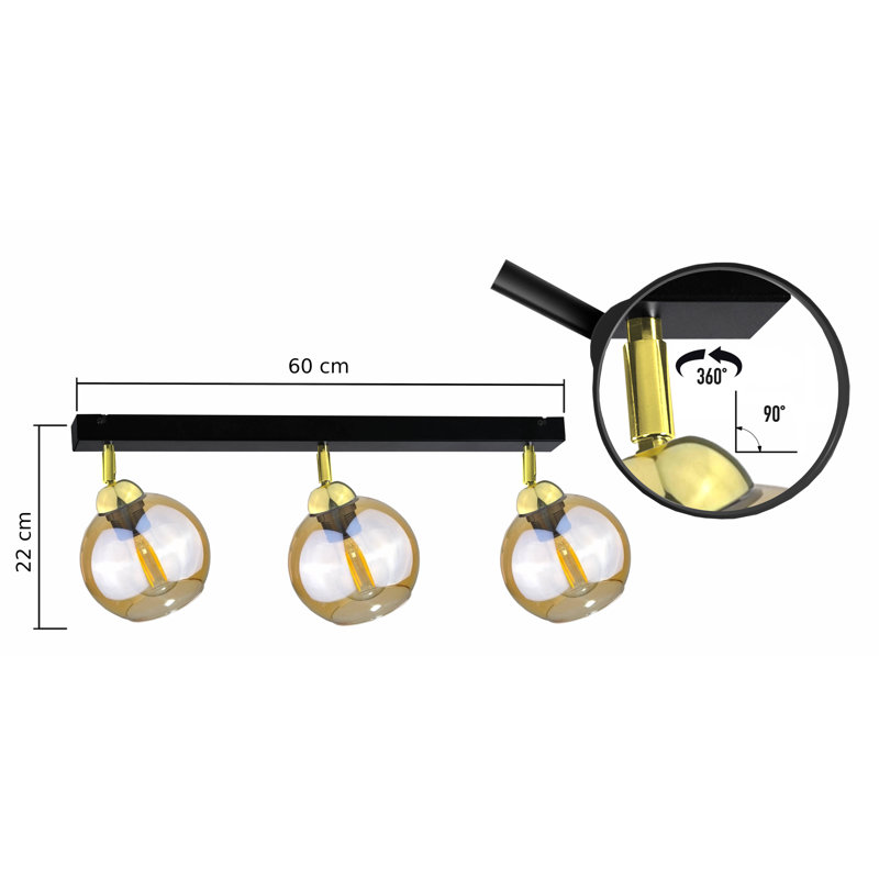 Glass Ceiling Spotlight, Black/Gold
