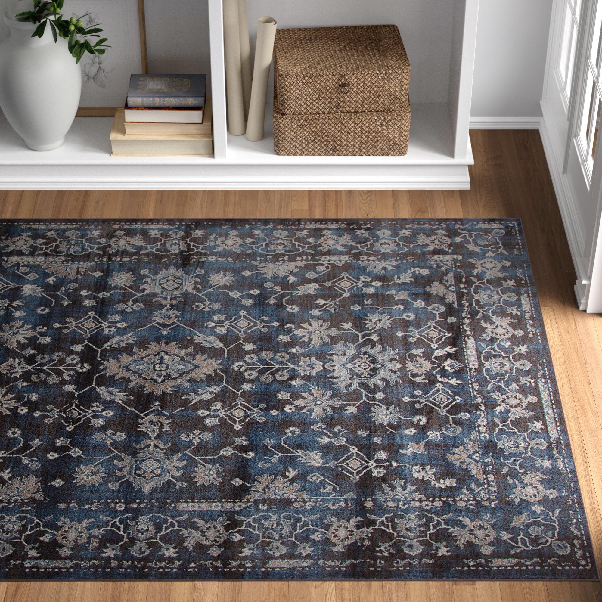 Lark Manor™ Ambreanna Floral Blue/Natural Area Rug & Reviews | Wayfair