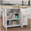 Étagère à épices, porte-serviettes et table extensible en bois massif - Îlot de cuisine blanc