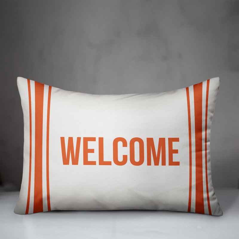 Textual Outdoor Throw Pillow, Orange