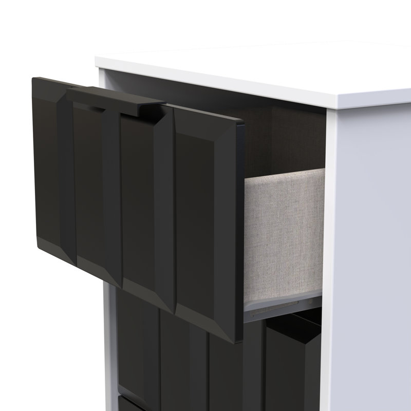 Doss 45cm W Manufactured Wood Bedside Table, Deep Black/White Matt