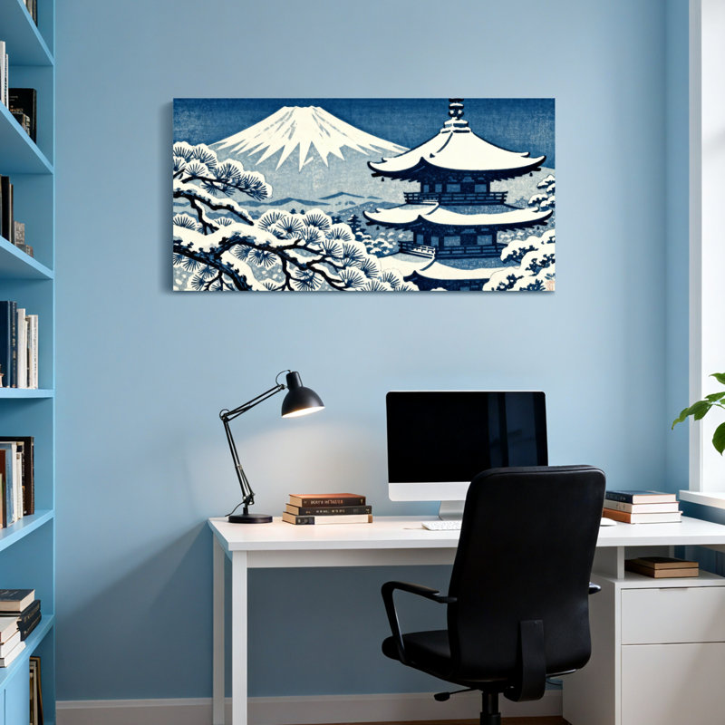 «Landscape & Nature Snowy Mountain Pagoda Pine Landscape», reproduction d'art, H 20 po x l 40 po