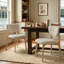 Chaise de salle à manger beige rembourrée de style milieu du siècle, avec revêtement en lin et structure en chêne-1844959047