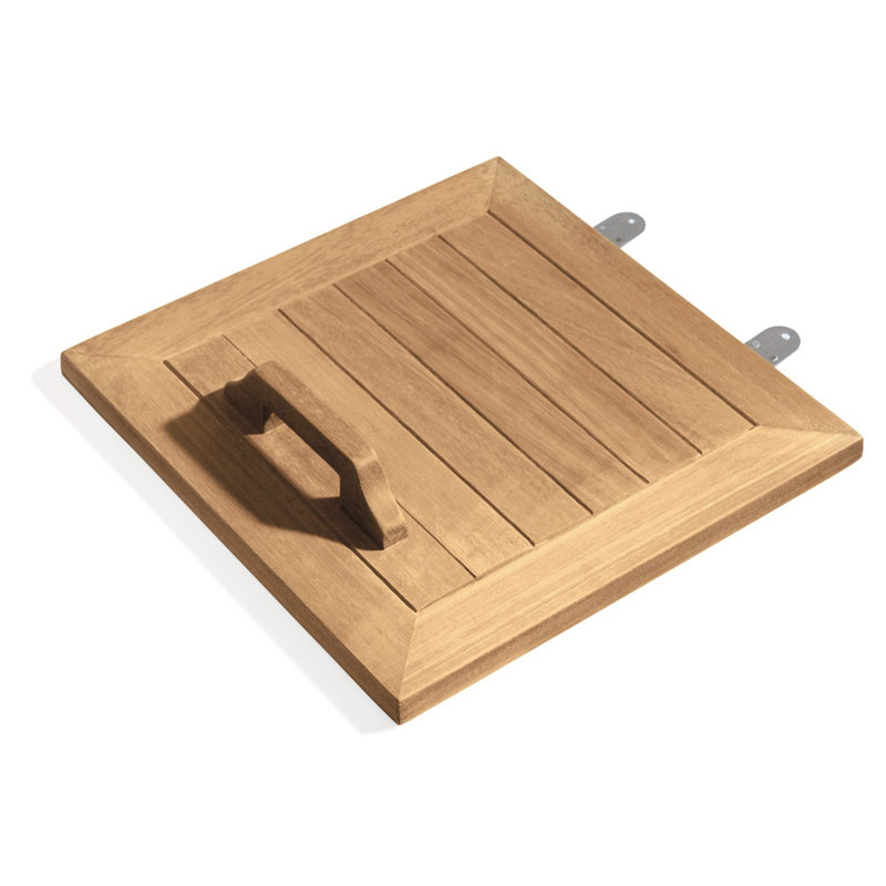 Hinged Lid for Trash Receptacle, Natural Teak