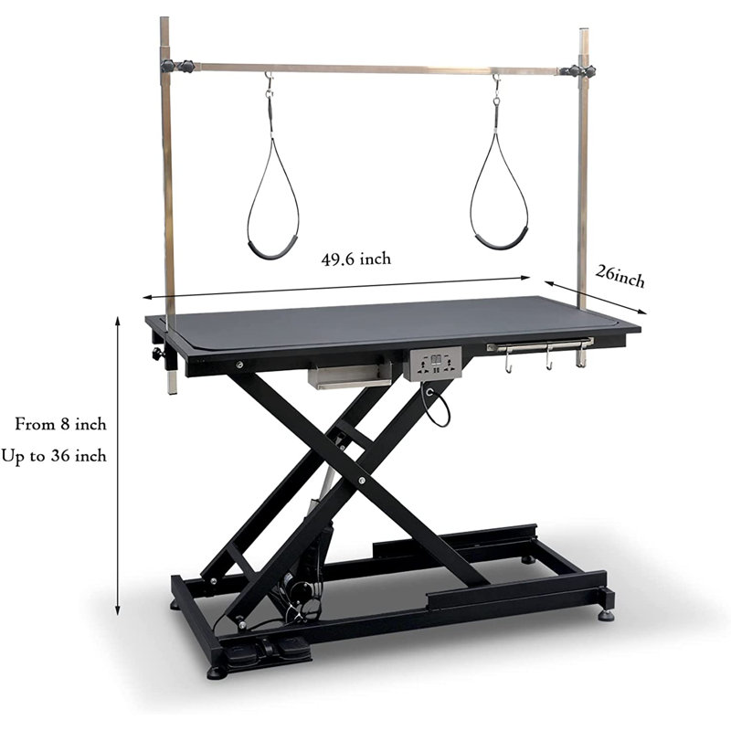 Table de toilettage électrique pour chien avec bras supérieur, Noir