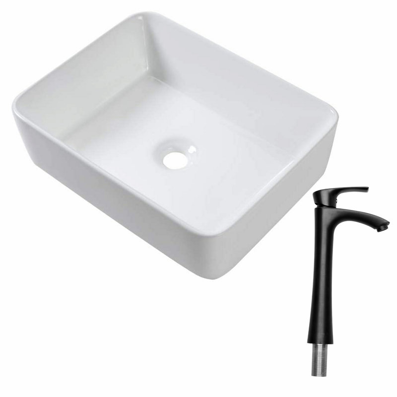 Rectangle Vessel Bathroom Sink With Faucet