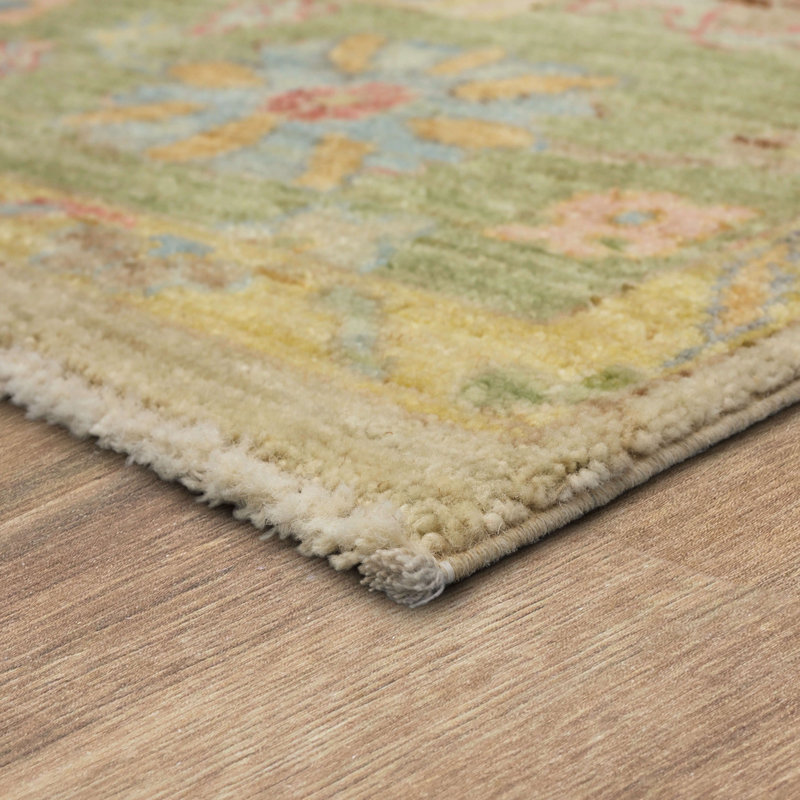 Beige Abstract Hand-Knotted Wool 9' x 12' Area Rug